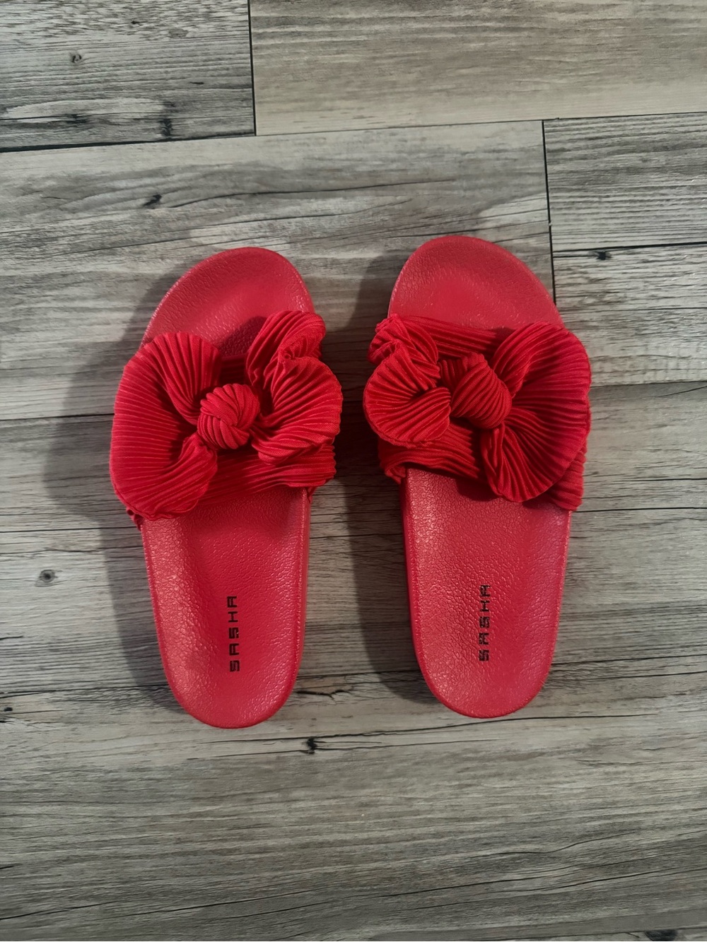 Red Floral Slide Sandals - Women's Casual Comfort